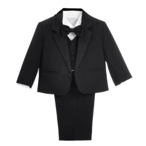 Lito Angels Kleinkind Anzug Jungen Hochzeit, 5 Teiliges Set (Sakko, Weste, Hemd, Hose & Krawatte), Schwarz, Größe 4 Jahre 104, 057 (Tag-Nummer 05)
