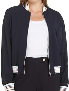 Tommy Hilfiger Damen Rib Trim LS Zip TOP WW0WW41393 Blusen, Blau (Desert Sky), 46