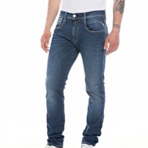 Replay Herren Jeans Anbass Slim-Fit Hyperflex mit Stretch, Dark Blue 007-1 (Blau), 32W / 30L