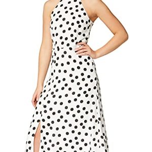 Amazon-Marke: TRUTH & FABLE Damen Midi-Kleid mit Neckholder aus Chiffon, Mehrfarbig, 34, Label:XS