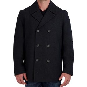 Nautica Herren Klassischer zweireihiger Pfau Erbsenmantel, Dunkelgrau, M