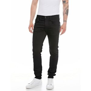 Replay Herren Jeans Anbass Slim-Fit Hyperflex Forever Dark mit Stretch, Black 098 (Schwarz), 31W / 32L
