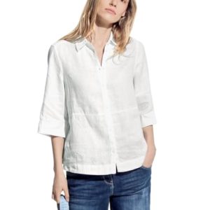 Cecil Damen B344519 LINEN_Solid Short Style, Weiß, XL EU