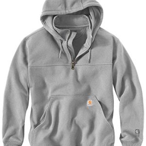 Carhartt Men's Rain Defender Paxton Heavyweight Hooded Zip Mock Neck Sweatshirt,Heather Gray,Small