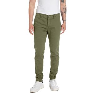 Replay Herren Chino Zeumar Slim-Fit X-Lite Plus, Light Military 833 (Grün), 34W / 30L