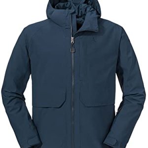 Schöffel Herren Jacket Lausanne M, Funktionsjacke mit Kapuze, wasserdichte, leichte Sommerjacke mit Pack-Away-Tasche, dress blues, 54