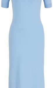 Armani Exchange Women's Signature Logo on Chest, Round Neck, Knitted sustainablefabric Special Occasion Dress, River Blue, S