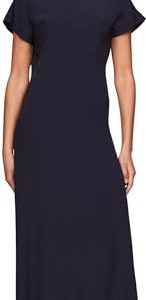 Tommy Hilfiger Damen Kleid Viscose Crepe Maxi Dress Kurzarm, Blau (Desert Sky), 34