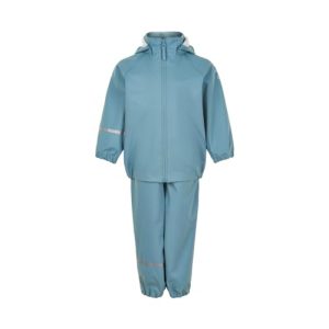 CeLaVi Unisex Kids Basic Recycle PU Rainwear Set, Smoke Blue, 140