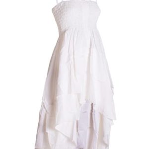 Vishes - Alternative Bekleidung - 2in1 Kleid-Rock Damen Sommer-Kleid Spagetti-Träger Hippie-Rock weiß