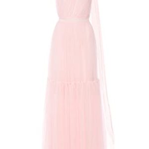 Swing Fashion Women's Ingrid Damen | Elegantes Abendkleid | Ballkleid | Chiffonkleid Lang | Brautjungfernkleid | Cocktailkleid | Maxikleid | EIN Schulter Kleid | Puderrosa | 36 (S)