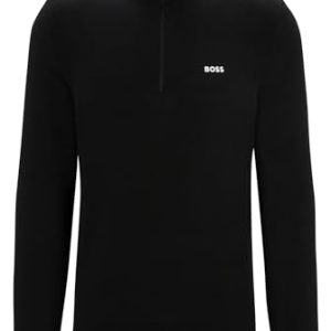BOSS Herren Ever-X QZ Pullover aus Baumwoll-Mix mit Troyerkragen und Logo-Print Schwarz XXL