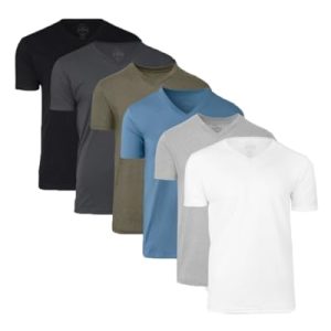 True Classic Herren V-Ausschnitt T-Shirt mit kurzen Ärmeln, 6er-Pack - Staple, 2XL