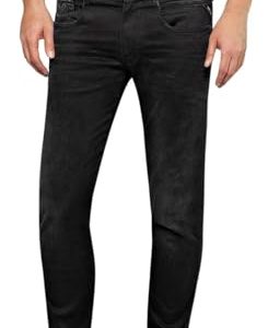 Replay Herren Jeans Anbass Slim-Fit Hyperflex Cloud mit Stretch, Black 098 (Schwarz), 36W / 36L