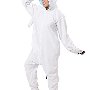 dressfan Tier Drache Kostüm Drache Jumpsuits Drache Pyjamas Cosplay Kostüm Weihnachten Halloween Schlafanzug für Unisex Erwachsene Jugendliche Kinder Schwarz (Weiß, M)