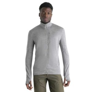 Icebreaker Herren Men's Quantum Long Sleeve Wool Athletic Full Zip Sweater Sweatshirt, Metro Heather Iv, Medium