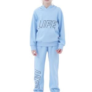 NATUST Kinder Trainingsanzug Jungen Mädchen Sportanzug Kapuzenpullover Bottom Jogging Anzug Blue 140
