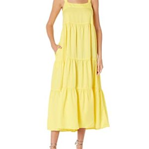 The Drop Damen Britt Maxi-Zeltkleid im Stufendesign, Zitrone, XXL