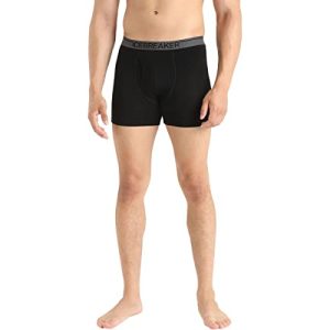 Icebreaker Herren Anatomica Boxershorts mit Hosenschlitz, Schwarz, Größe M