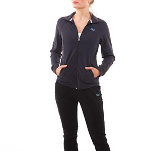 Sportkind Mädchen & Damen Fitness, Sport, Tennisjacke ohne Kapuze mit Taschen, atmungsaktiv, navy blau, Gr. S