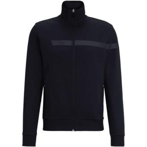 BOSS Herren Skaz 1 Sweatjacke aus Baumwoll-Mix mit Reißverschluss und grafischem Logo-Streifen Dunkelblau M