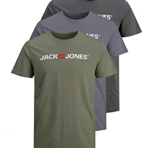 JACK & JONES Herren JJECORP Logo Tee SS Crew Neck Vorteilspack, Asphalt/1Asphalt1DustyOlive1Gr, XL