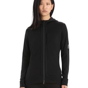 Icebreaker Merino Damen Quantum III Langarm Wolle Athletic Zip Up Hoodie Schwarz Größe L