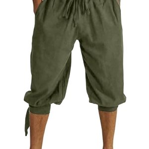 LVCBL Herren Shorts Casual Kordelzug Sommer mit elastischem Bund Armee Grün XL