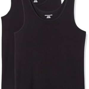 Amazon Essentials Damen Tanktop schlanke Passform, 2er-Pack, Schwarz, L