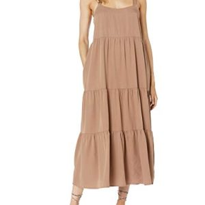 The Drop Damen Britt Maxi-Zeltkleid im Stufendesign, Champignon, XL