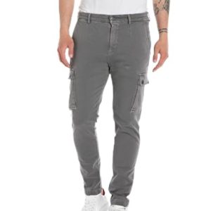 Replay Herren Cargo-Hose Jaan Slim-Fit Hyperflex mit Stretch, Medium Grey 176 (Grau), 33W / 32L