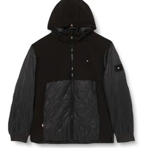 Tommy Hilfiger Herren Jacke Cl Mix Hooded Jacket Übergangsjacke, Schwarz (Black), XXXL