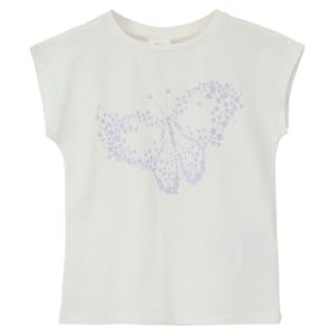 s.Oliver Junior Mädchen 2142052 T-Shirt mit Frontprint, Creme 0210, 128/134 cm