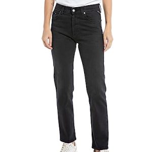 Replay Damen Jeans Maijke Straight-Fit, Black 098 (Schwarz), 31W / 32L