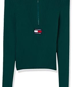 Tommy Jeans Damen Tjw Half Zip Thru Rib Badge DW0DW14260 Strickjacken, Grün, XL