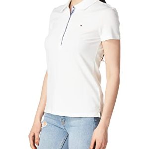 Tommy Hilfiger Damen Klassisches Poloshirt mit kurzen Ärmeln S/S CORE Polo, White, X-Large
