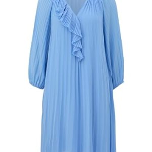 s.Oliver BLACK LABEL Damen 2148354 Kleid mit Plisseefalten, blau 5340, 42