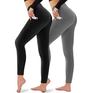CAMPSNAIL 2er Pack Sport Leggings mit Taschen Damen High Waist-Yogahose Bauchweg Blickdicht Push Up Sporthose für Yoga Gym Sport