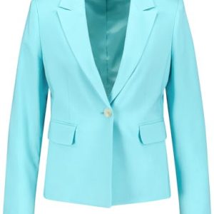 Gerry Weber Damen Klassischer Blazer mit Stretchkomfort geknöpfte Armschlitze, Langarm unifarben Aqua Splash 42