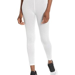 Calvin Klein Damen Gerippte hohe Taille 7/8 Tight Leggings, Dicke, weiße Rippe, Klein