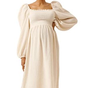 NOTHING FITS BUT Klassisches Still-Aoi-Kleid für Damen, weiches Musselin-Aoi-Umstandskleid, lässiges Umstandskleid, Eierschalenkleidung, S