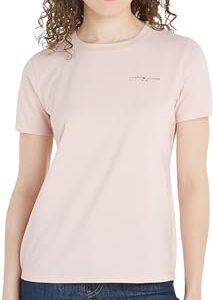 Tommy Hilfiger Damen T-Shirt Kurzarm 1985 Reg Mini Corp Logo C-Nk Ss Rundhalsausschnitt, Rosa (Whimsy Pink), XL
