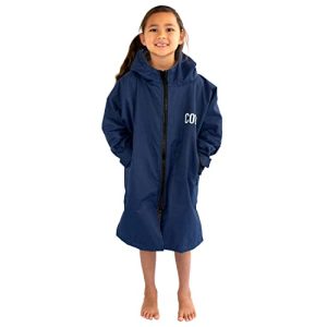 COR Surf Schwimm-Parka, schwere, warme Surfjacke für Herren, Damen, große Kinder, wasserabweisendes und saugfähiges Frottee-Innenfutter (XXS, Blau)