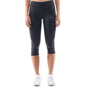 Sportkind Mädchen & Damen Tennis, Fitness Tights, Sport 3/4 Capri Leggings mit Taschen, Mid Waist, blickdicht, atmungsaktiv, navy blau, Gr. M