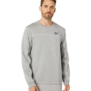 Reebok Men's Standard Small Logo Crewneck Sweatshirt, Medium Heather Grey/White Piping