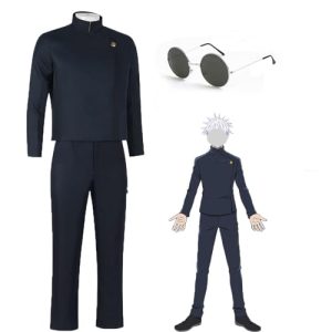 CR ROLECOS Satoru Gojo Cosplay-Kostüm aus dem Anime Jujutsu Kaisen Schuluniform für Jungen, Halloween-Kostüm Anime Männer Fasching Karneval Party-Outfits S