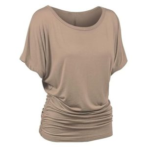 Angxiwan Damen Bluse Sommer Chiffon Blusenshirt Fledermaus Rundkragen Batwing Elegant Einfarbig Oberteile Lockere T-Shirt Klassischer Fließende Tunika Extended Shoulder Top Vintage Blusen