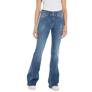 Replay Damen Jeans Schlaghose New Luz Flare mit Power Stretch, Medium Blue 009-1 (Blau), 28W / 30L
