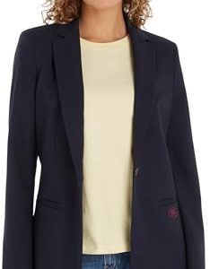 Tommy Hilfiger Damen Blazer Regular Elegant, Blau (Desert Sky), 34