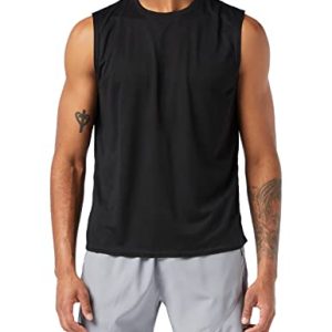 MEETYOO Herren Tank Top Achselshirts Sport Ärmelloses Shirt Unterhemd Fitness Sleeveless Für Running Jogging Gym Vest, Schwarz, S EU